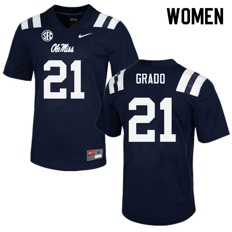 Alex Grado Ole Miss Rebels NCAA Women's Navy #21 Stitched Limited College Football Jersey IGZ6058XK